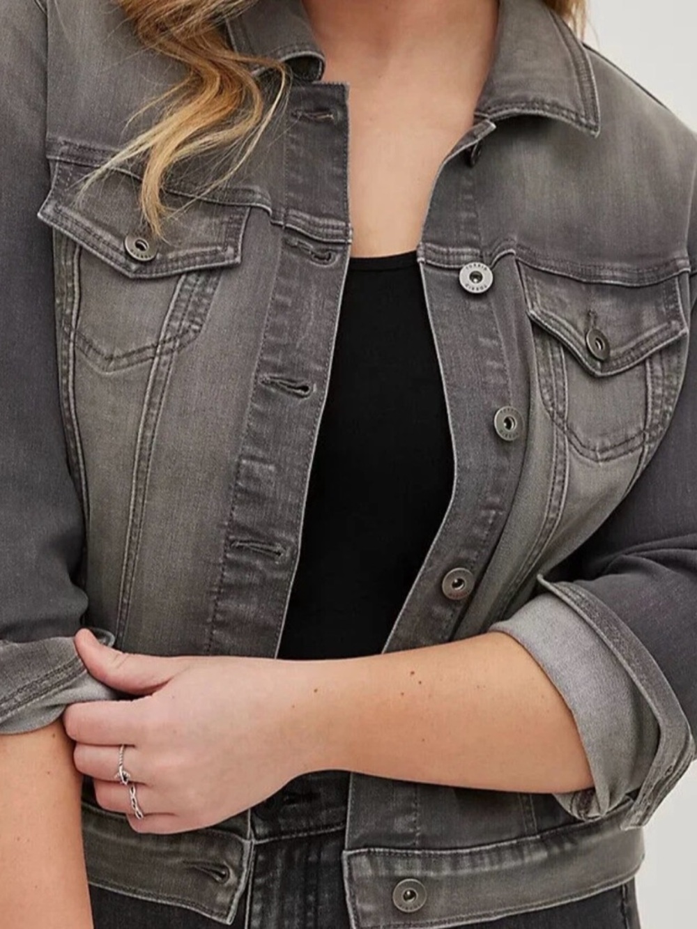Torrid Gray Button-Front Jean Jacket